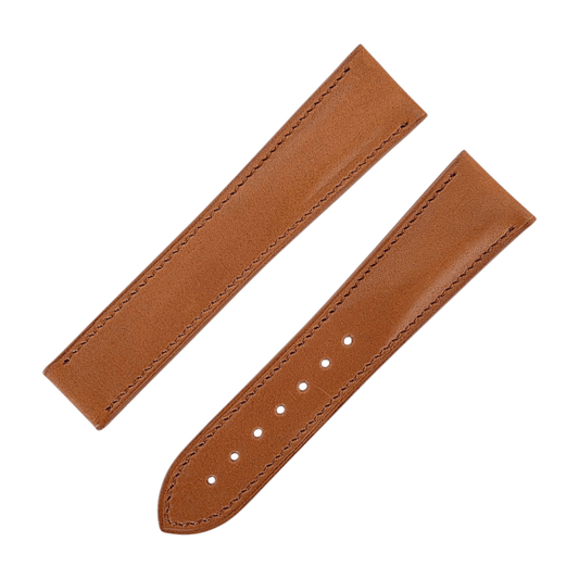 French Novanappa Full Grain Leather Deployment Watch Strap 20mm 22mm Golden Brown - Wrist Envy