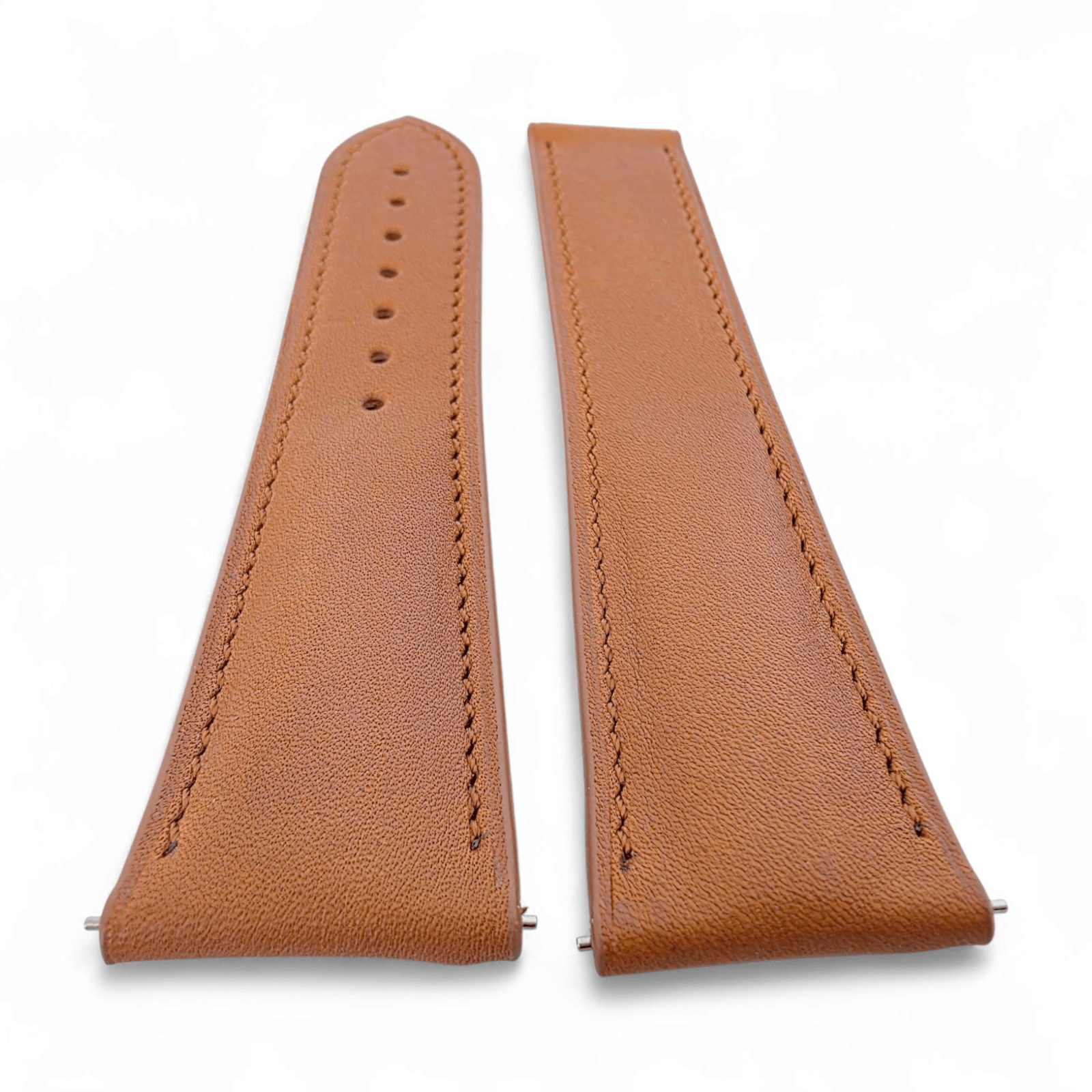 French Novanappa Full Grain Leather Deployment Watch Strap 20mm 22mm Golden Brown - Wrist Envy