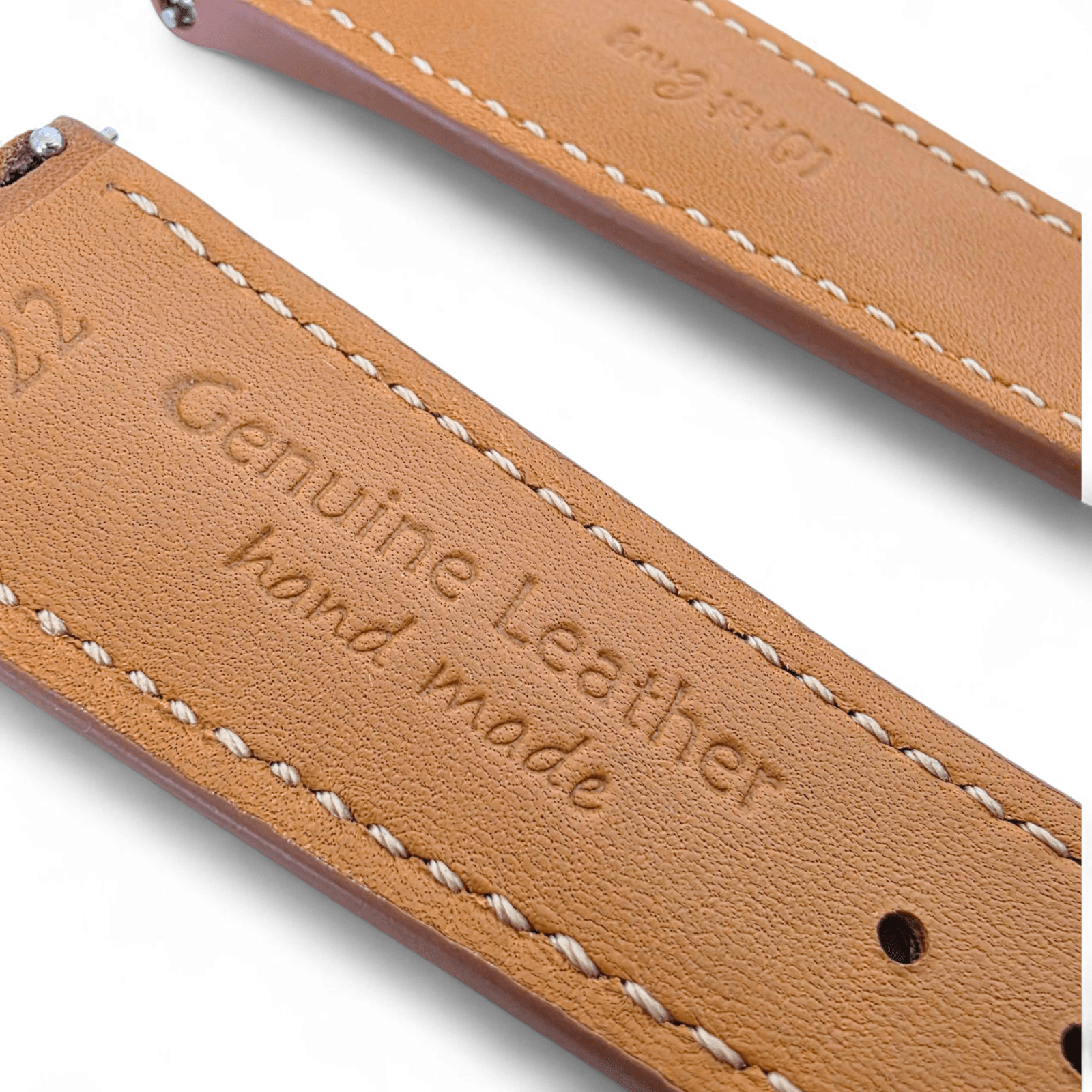 French Novanappa Full Grain Leather Deployment Watch Strap 20mm 22mm Golden Brown Cream - Wrist Envy