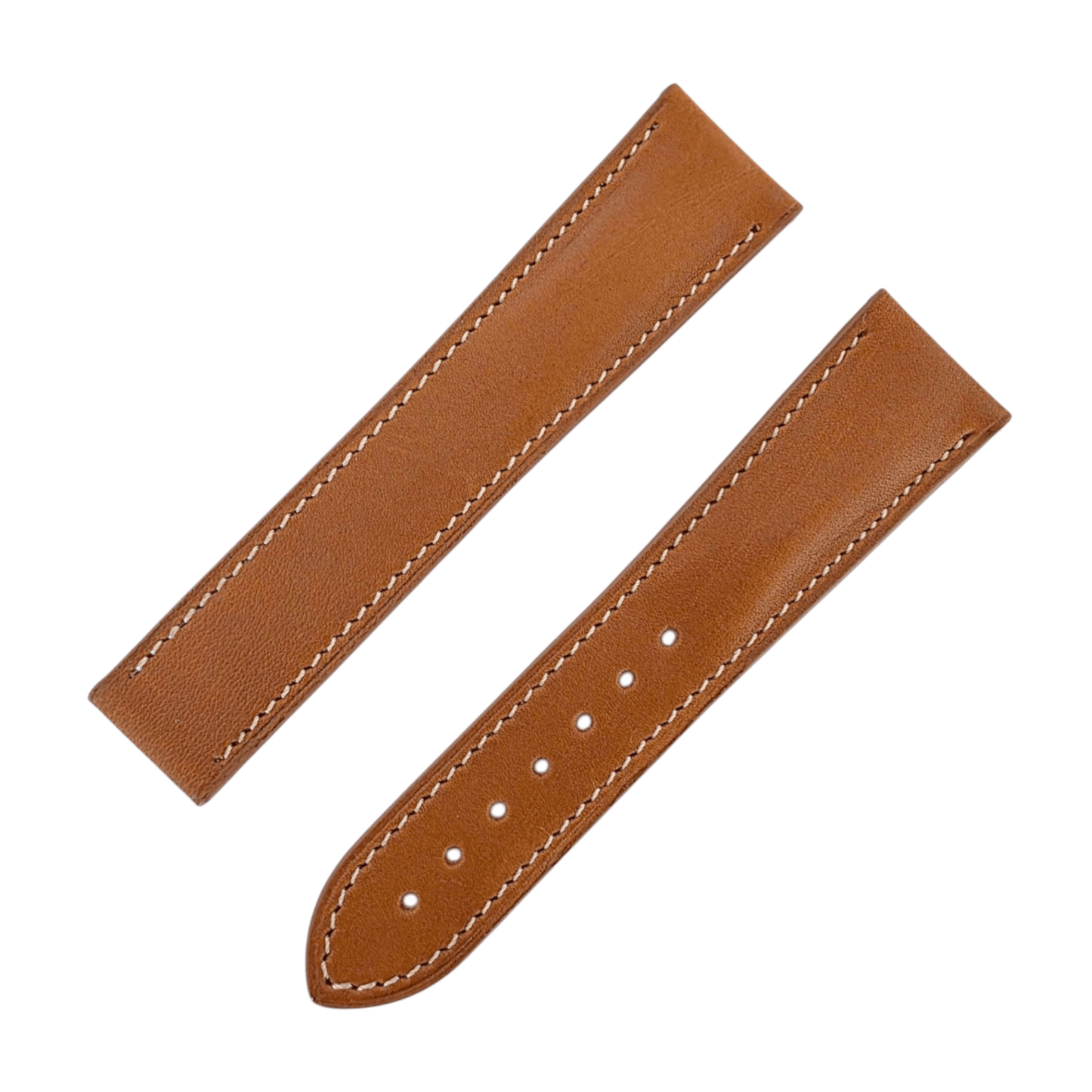 French Novanappa Full Grain Leather Deployment Watch Strap 20mm 22mm Golden Brown Cream - Wrist Envy