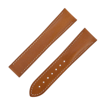 French Novanappa Full Grain Leather Deployment Watch Strap 20mm 22mm Golden Brown Cream - Wrist Envy