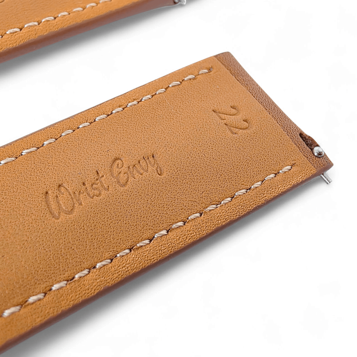 French Novanappa Full Grain Leather Deployment Watch Strap 20mm 22mm Golden Brown Cream - Wrist Envy