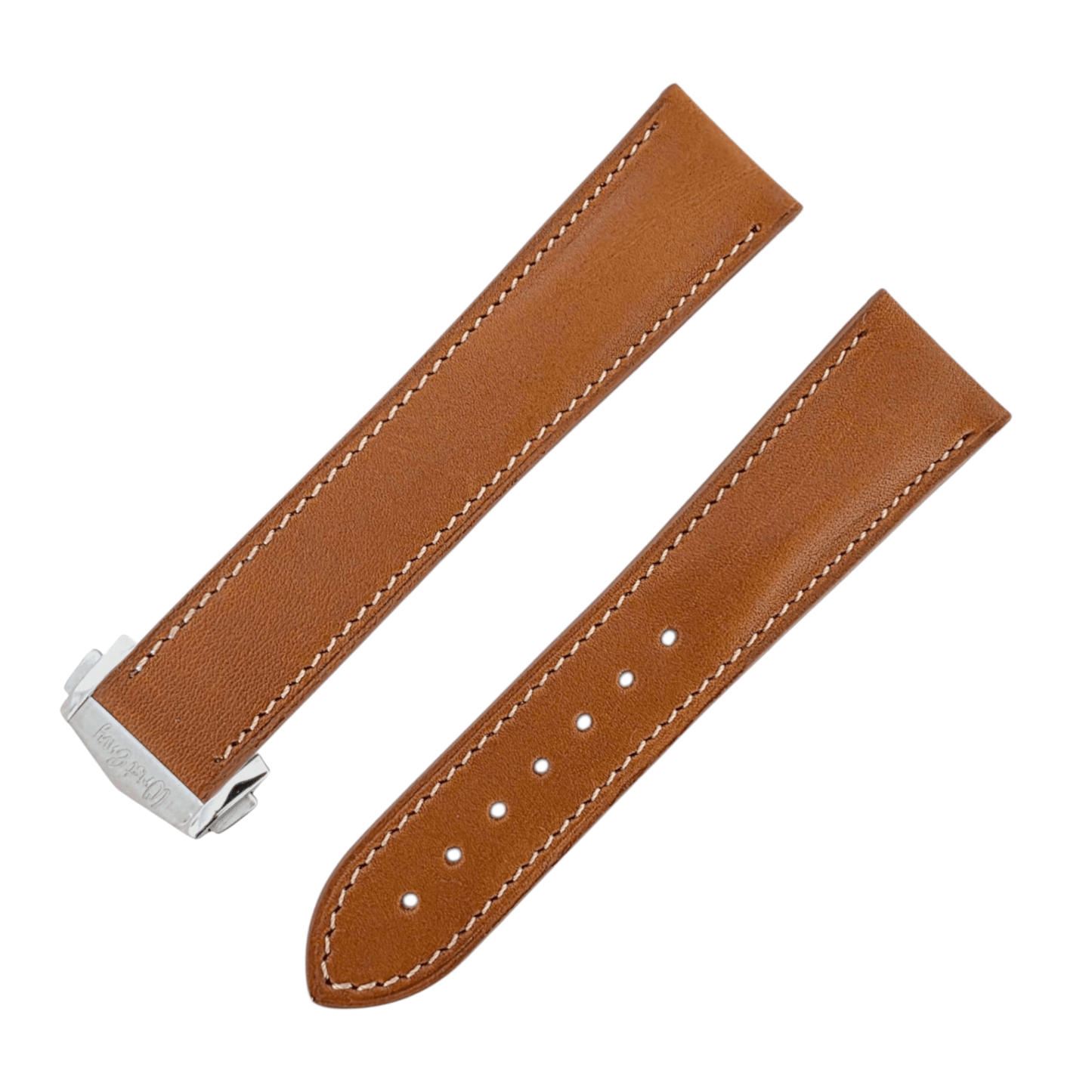 French Novanappa Full Grain Leather Deployment Watch Strap 20mm 22mm Golden Brown Cream - Wrist Envy