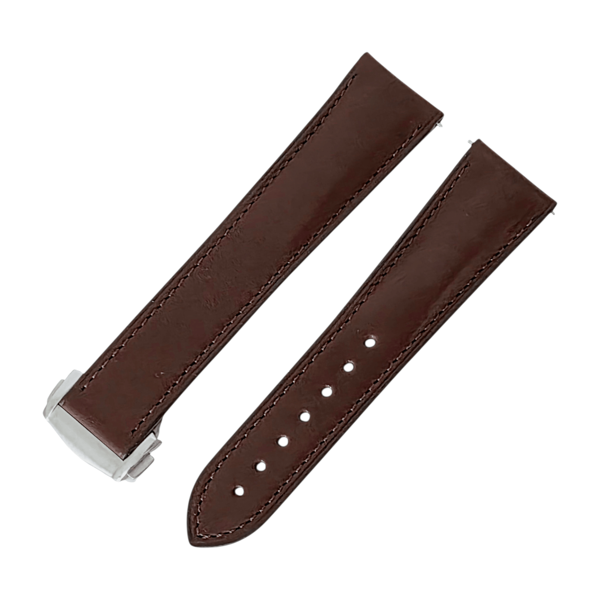 French Novanappa Leather Deployant Strap 18mm 19mm 20mm 21mm 22mm Dark Brown - Wrist Envy