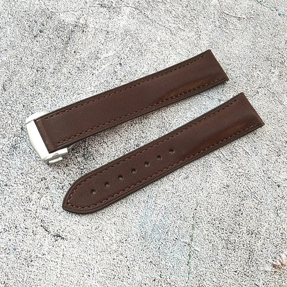 French Novanappa Leather Deployant Strap 19mm 20mm 21mm 22mm Dark Brown - Wrist Envy