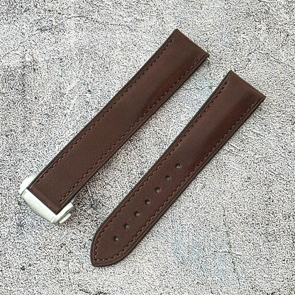 French Novanappa Leather Deployant Strap 19mm 20mm 21mm 22mm Dark Brown - Wrist Envy