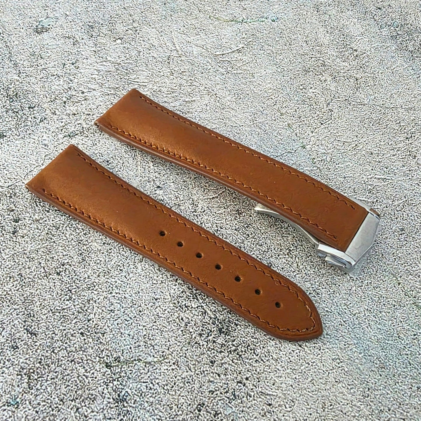 French Novanappa Leather Deployant Strap - Custom Ready Made - Brown - Wrist Envy