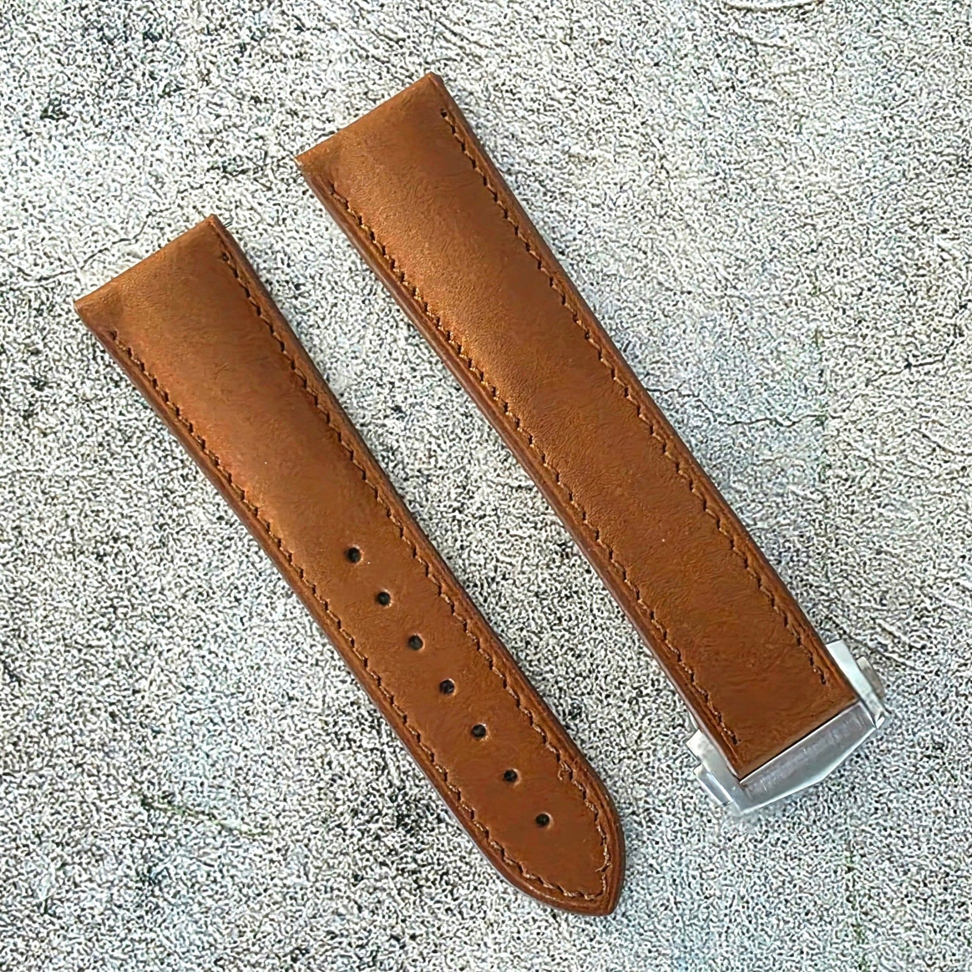 French Novanappa Leather Deployant Strap - Custom Ready Made - Brown - Wrist Envy