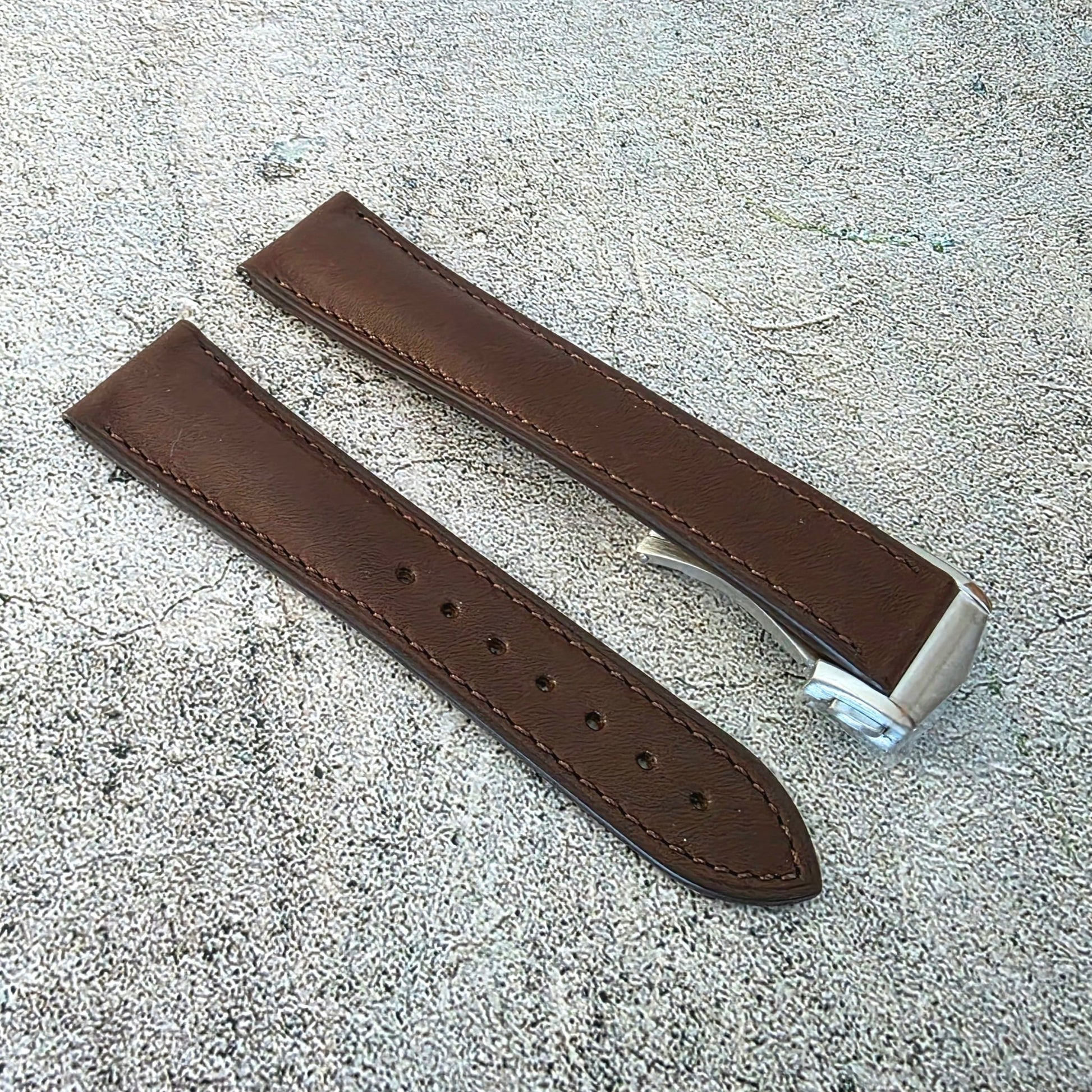 French Novanappa Leather Deployant Strap - Custom Ready Made - Dark Brown - Wrist Envy
