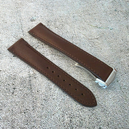 French Novanappa Leather Deployant Strap - Custom Ready Made - Dark Brown - Wrist Envy