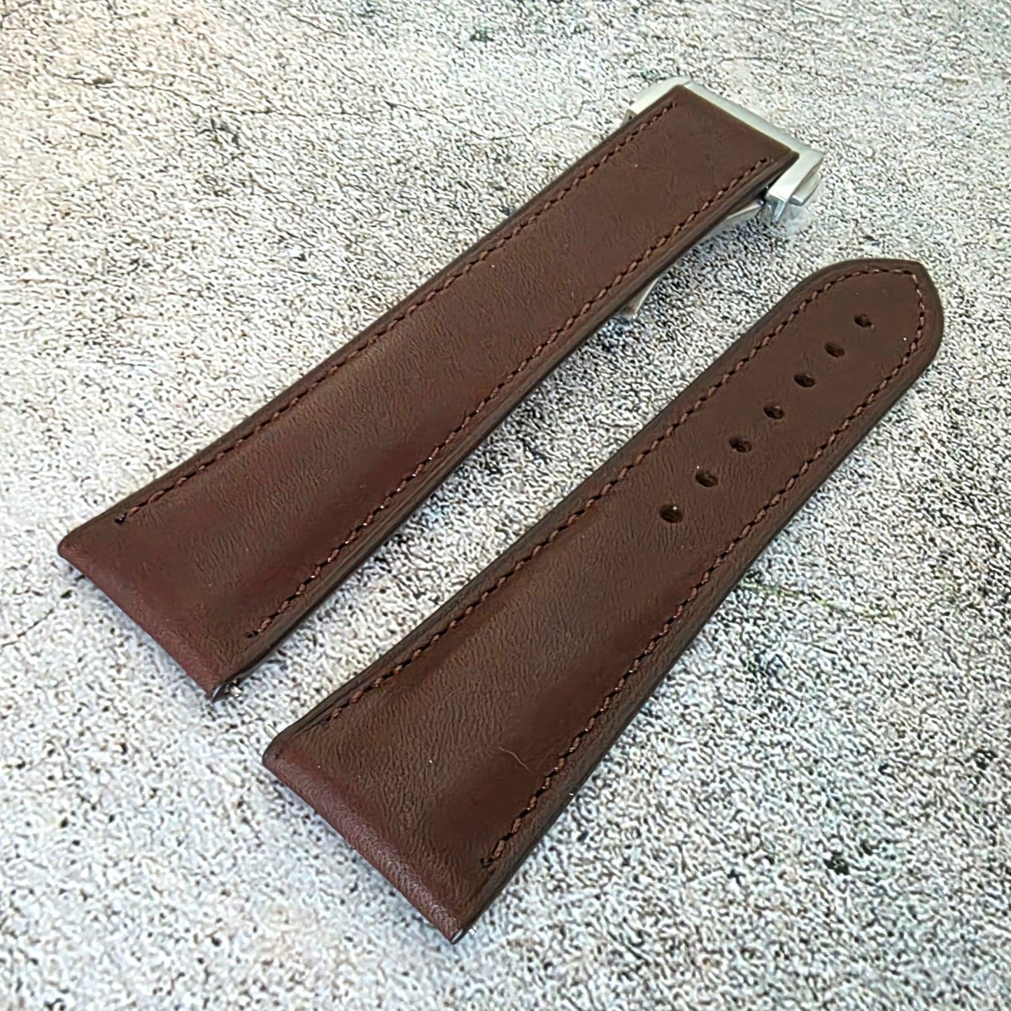 French Novanappa Leather Deployant Strap - Custom Ready Made - Dark Brown - Wrist Envy