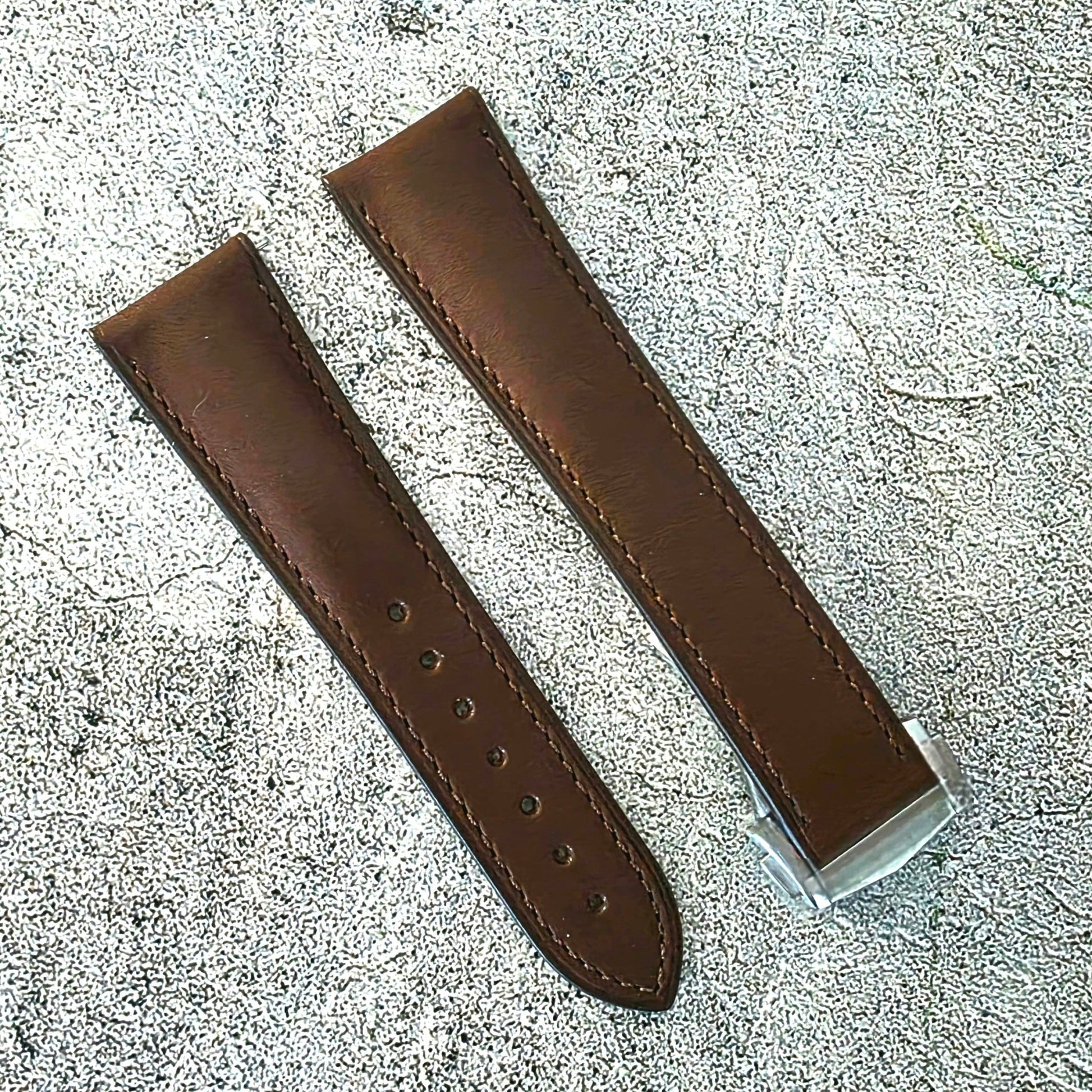 French Novanappa Leather Deployant Strap - Custom Ready Made - Dark Brown - Wrist Envy