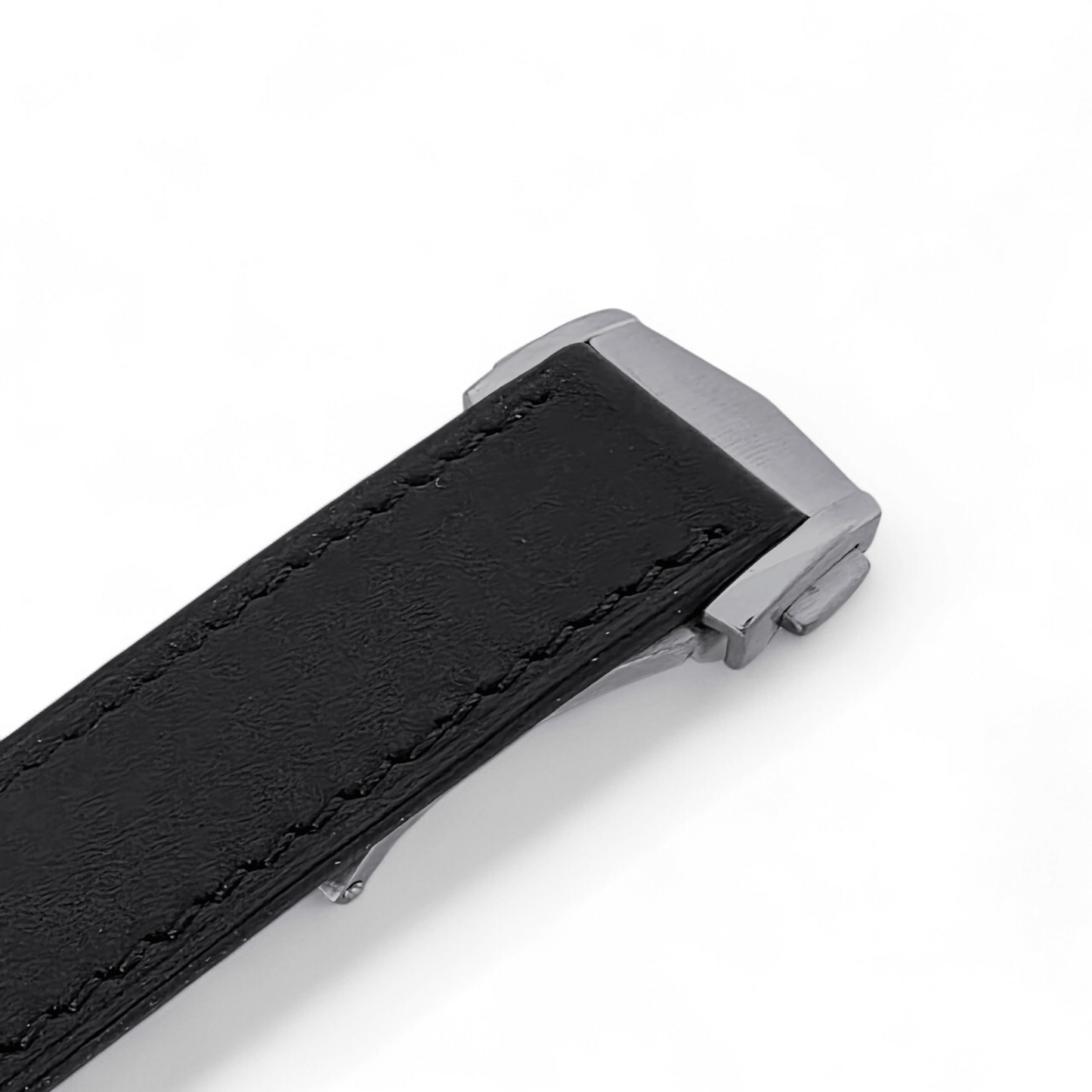 French Novanappa Leather Watch Strap With Deployant For Apple Watch Black - Wrist Envy
