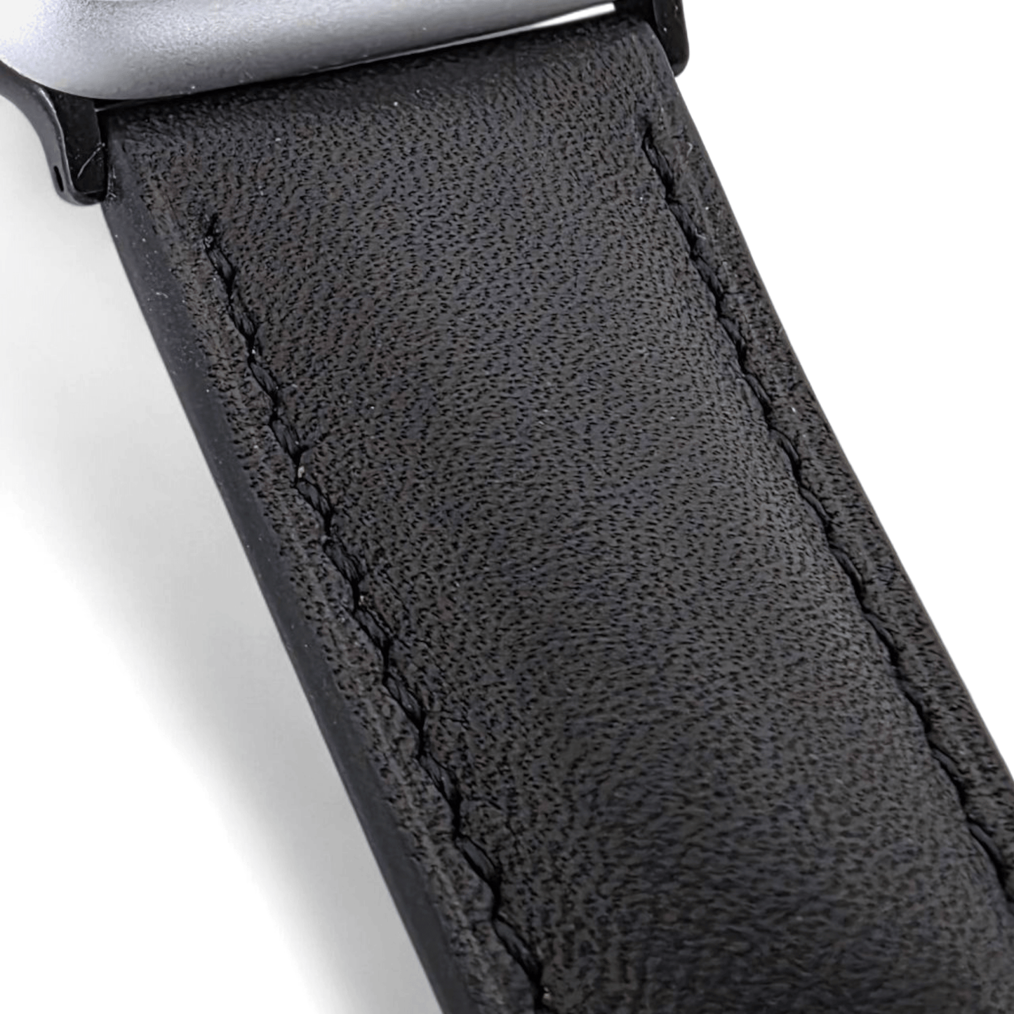 French Novanappa Leather Watch Strap With Deployment For Apple Watch Black - Wrist Envy