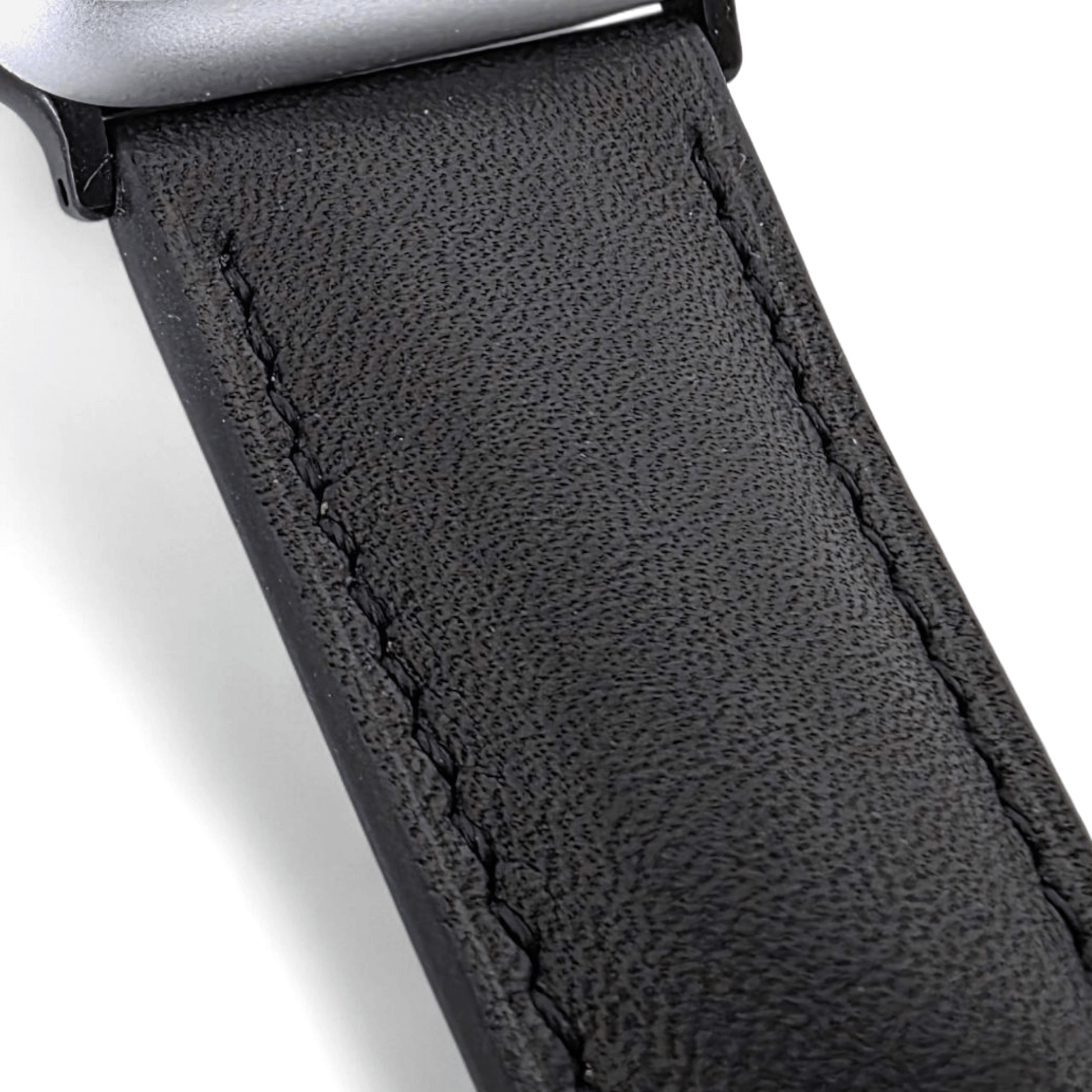 French Novanappa Leather Watch Strap With Deployment For Apple Watch Black - Wrist Envy