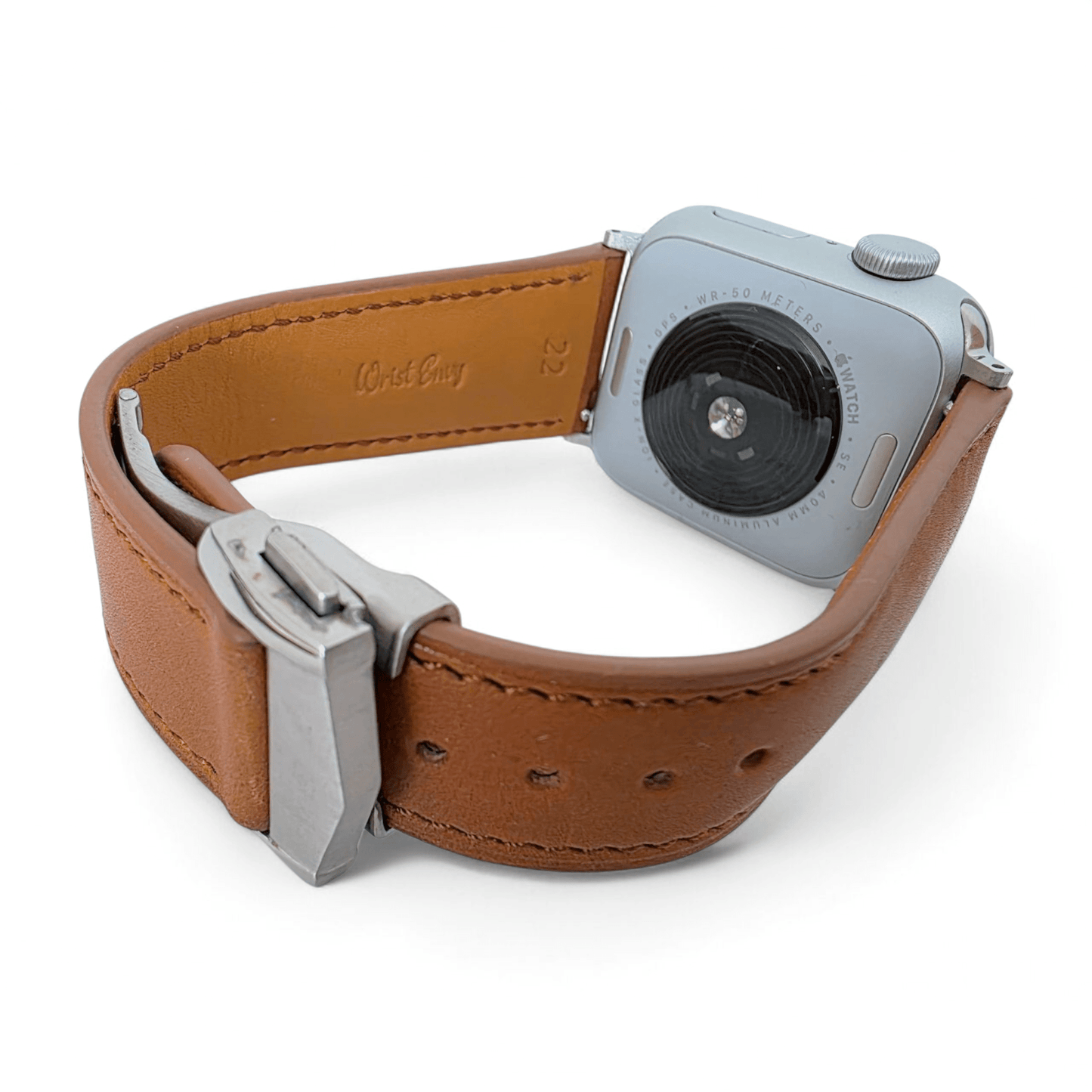 French Novanappa Leather Watch Strap With Deployment For Apple Watch Brown - Wrist Envy