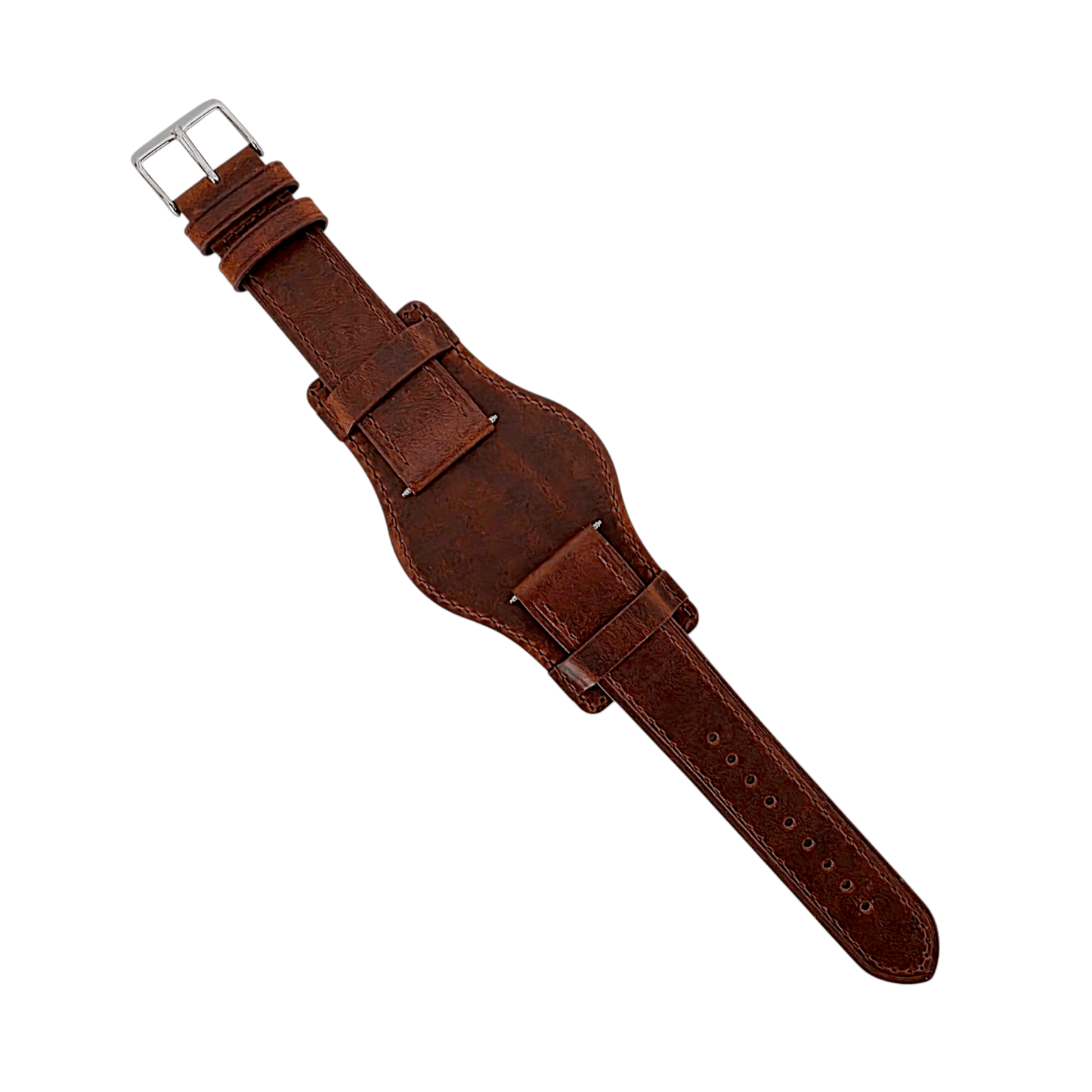 Full Grain Leather Bund Watch Strap 20mm 22mm Dark Brown - Wrist Envy