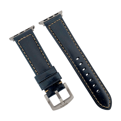 Full Grain Leather Strap For Apple Watch Blue - Wrist Envy
