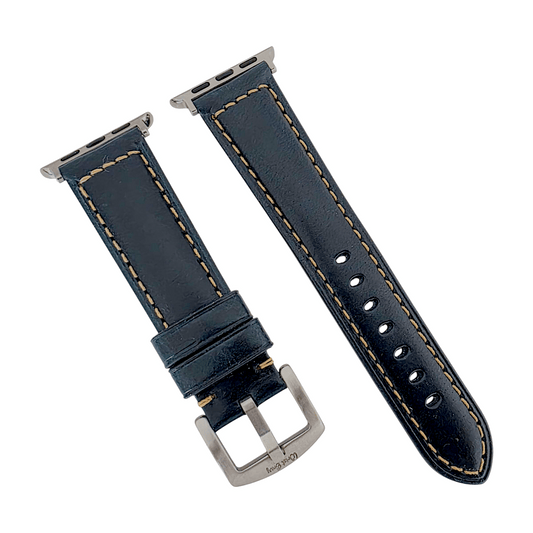 Full Grain Leather Strap For Apple Watch Blue - Wrist Envy