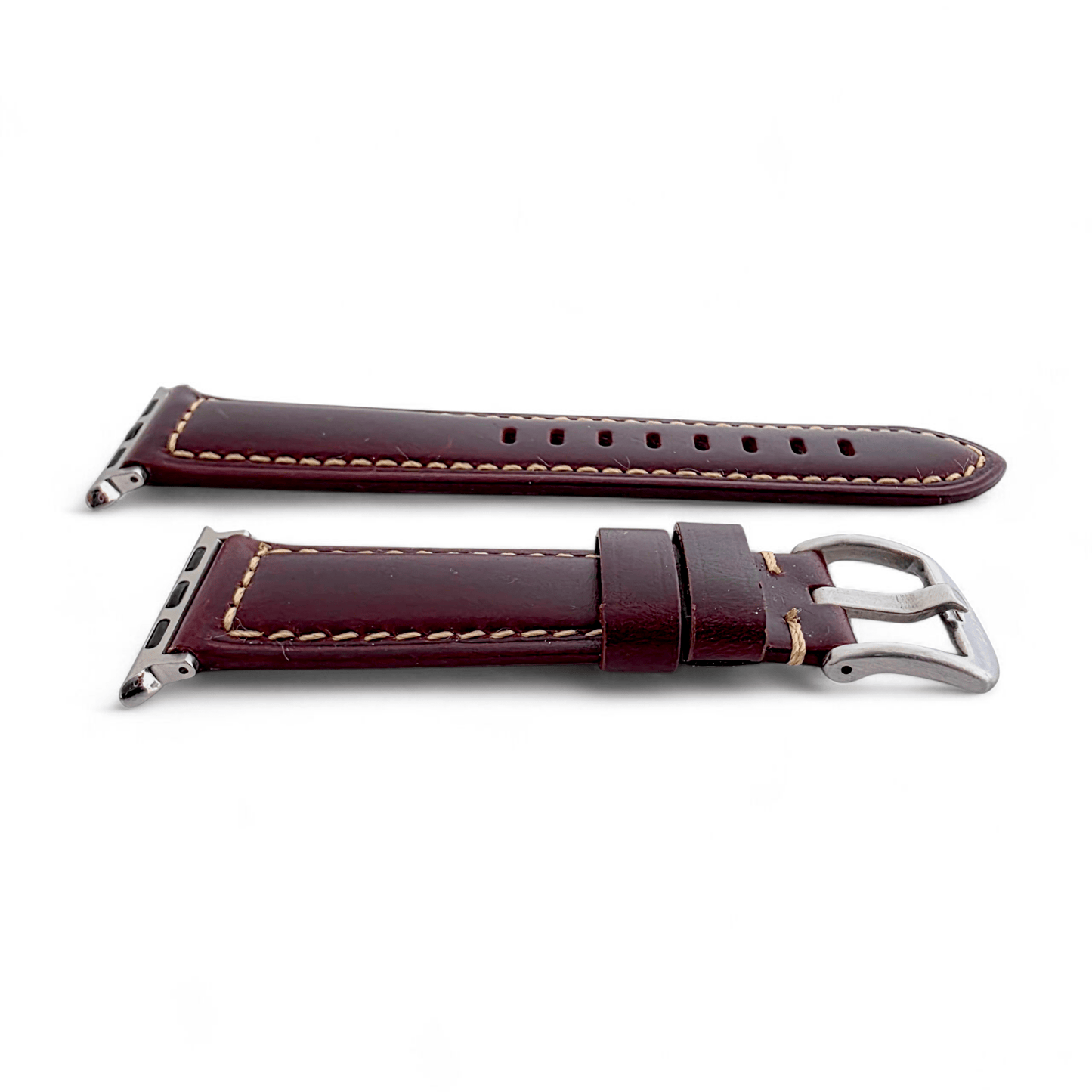Full Grain Leather Strap For Apple Watch Burgundy - Wrist Envy