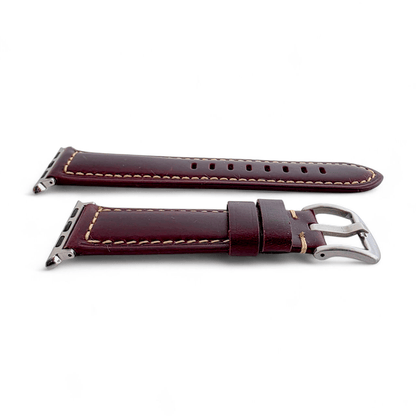 Full Grain Leather Strap For Apple Watch Burgundy - Wrist Envy