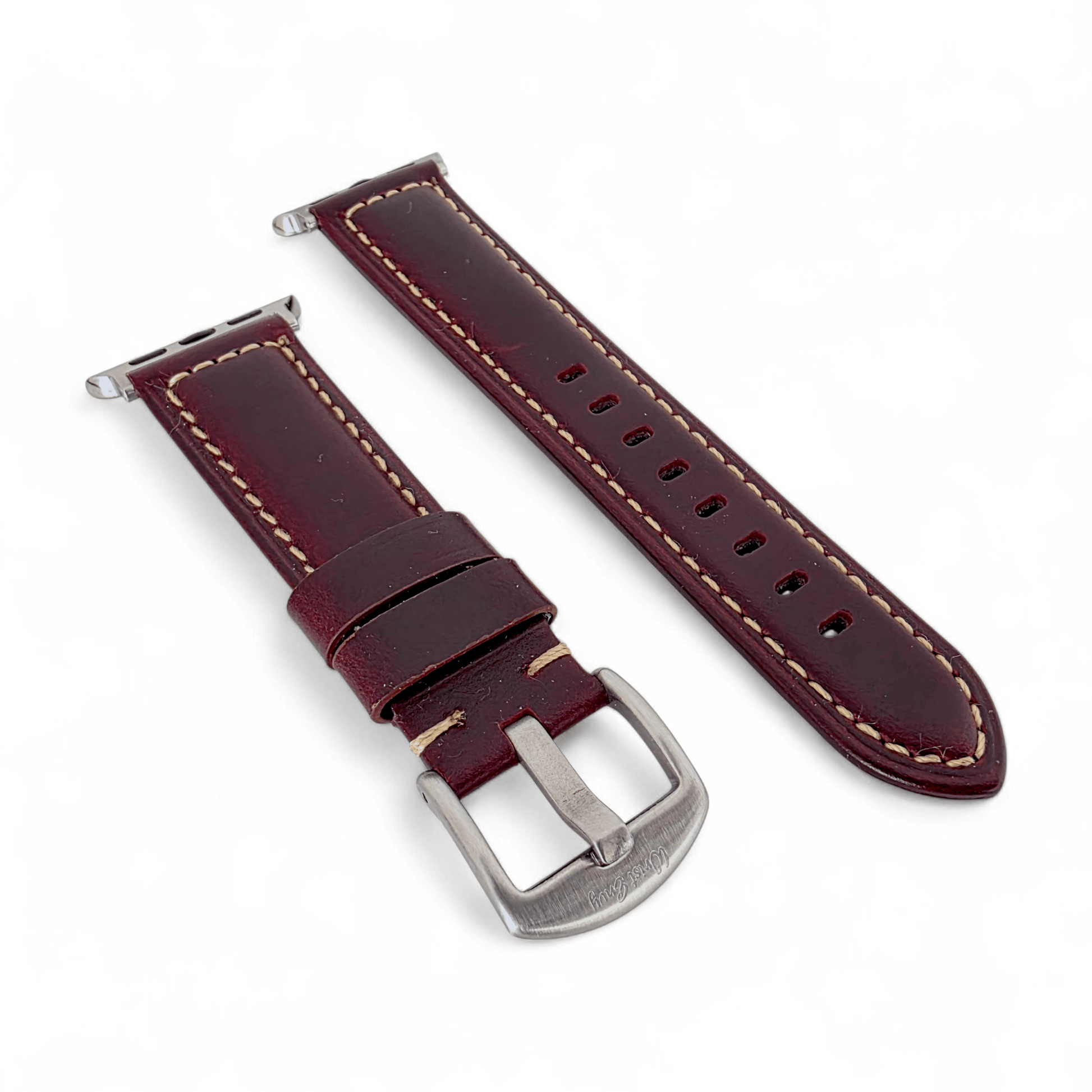 Full Grain Leather Strap For Apple Watch Burgundy - Wrist Envy