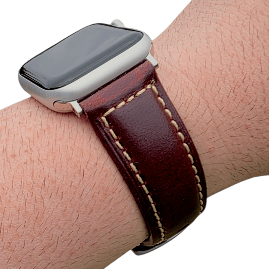 Full Grain Leather Strap For Apple Watch Burgundy - Wrist Envy