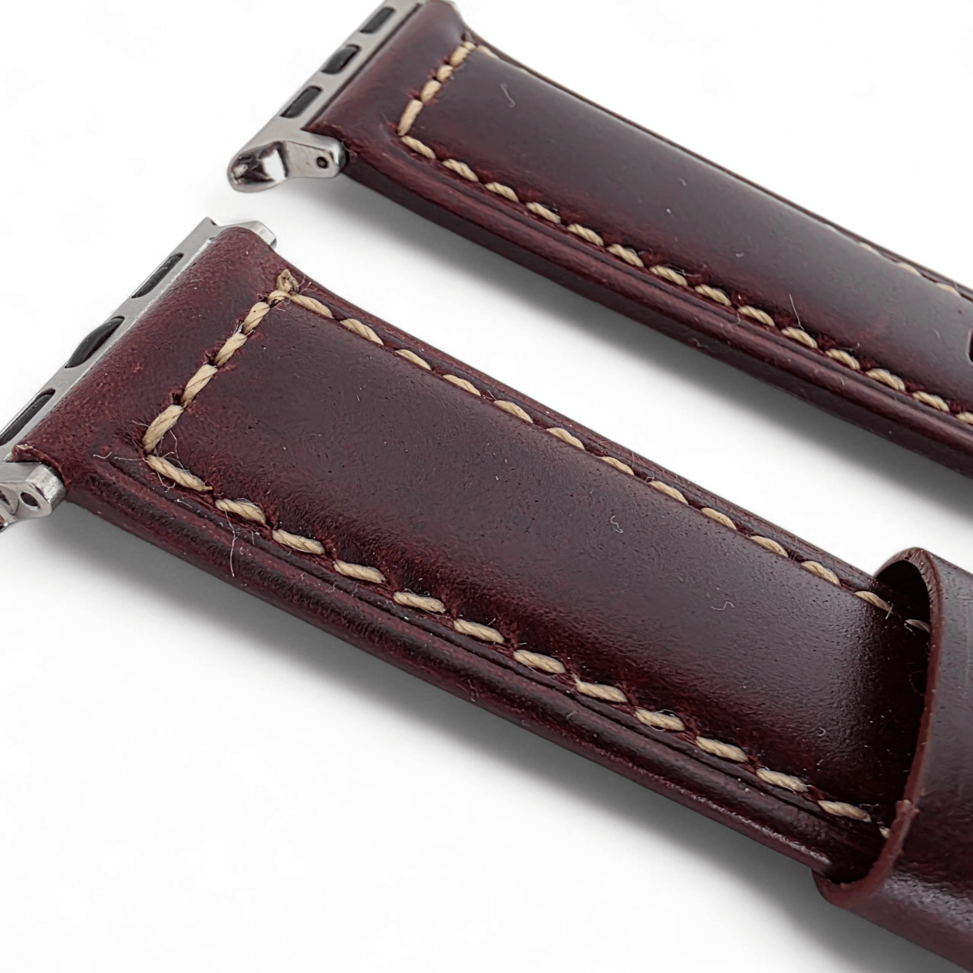 Full Grain Leather Strap For Apple Watch Burgundy - Wrist Envy