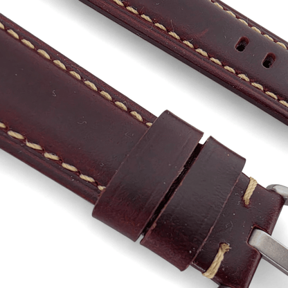 Full Grain Leather Strap For Apple Watch Burgundy - Wrist Envy
