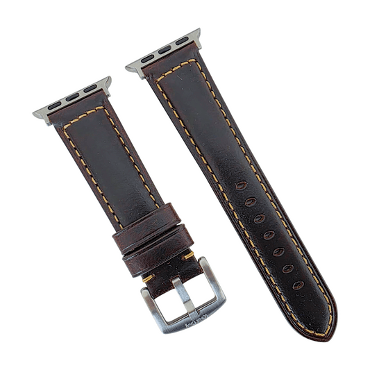 Full Grain Leather Strap For Apple Watch Dark Brown - Wrist Envy