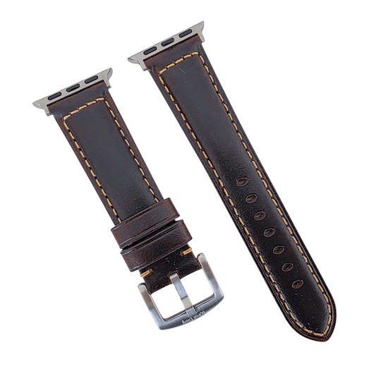 Full Grain Leather Strap For Apple Watch Dark Brown - Wrist Envy