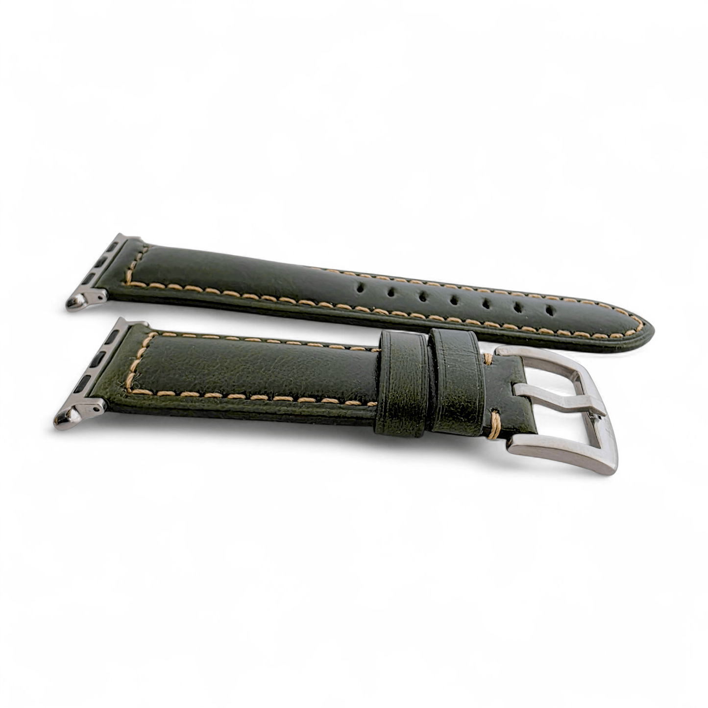 Full Grain Leather Strap For Apple Watch Green - Wrist Envy