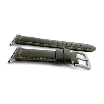 Full Grain Leather Strap For Apple Watch Green - Wrist Envy