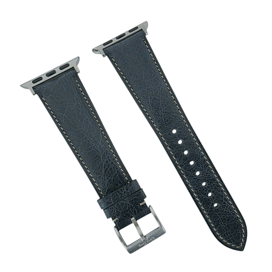 Full Grain Tuscan Leather Strap For Apple Watch Black - Wrist Envy