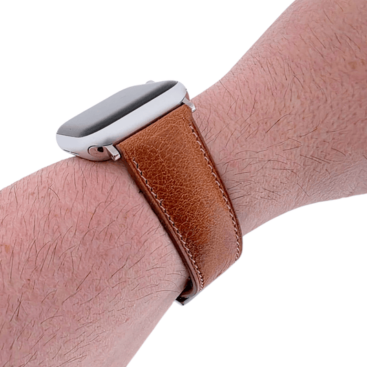 Full Grain Tuscan Leather Strap For Apple Watch Black - Wrist Envy