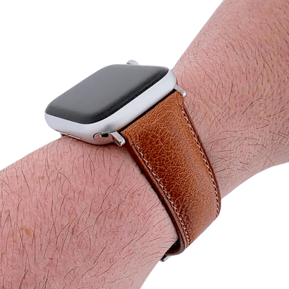 Full Grain Tuscan Leather Strap For Apple Watch Black - Wrist Envy