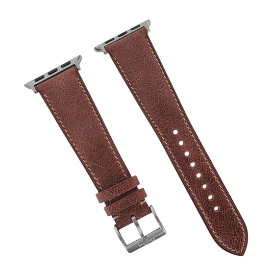 Full Grain Tuscan Leather Strap For Apple Watch Burgundy - Wrist Envy