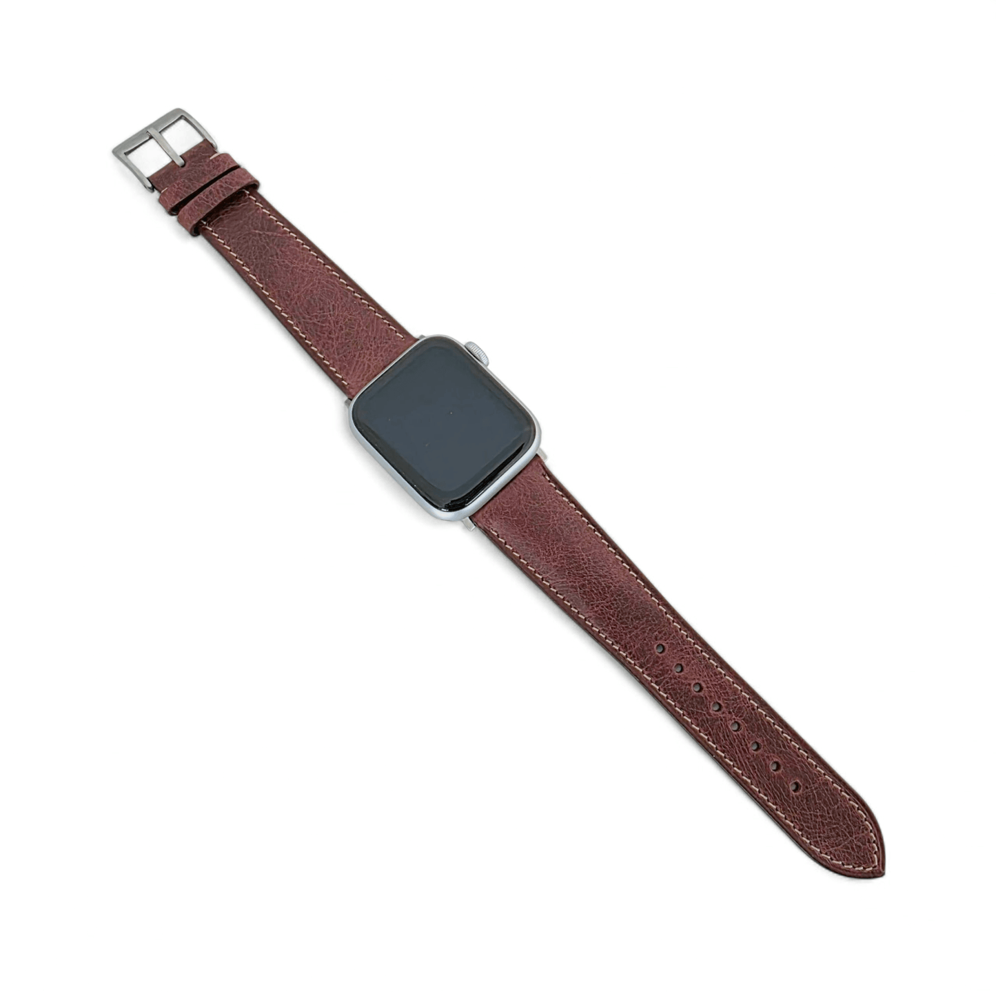 Full Grain Tuscan Leather Strap For Apple Watch Burgundy - Wrist Envy
