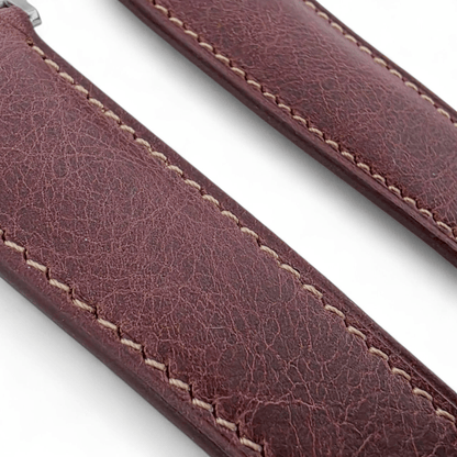 Full Grain Tuscan Leather Strap For Apple Watch Burgundy - Wrist Envy