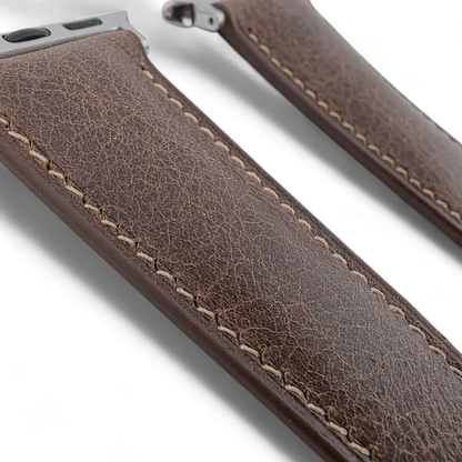 Full Grain Tuscan Leather Strap For Apple Watch Dark Brown - Wrist Envy