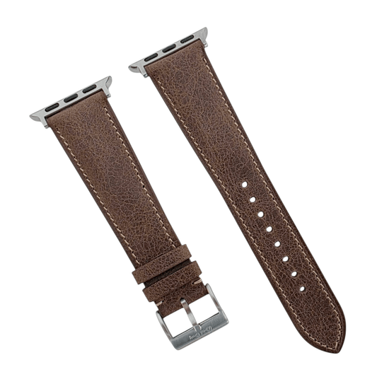 Full Grain Tuscan Leather Strap For Apple Watch Dark Brown - Wrist Envy