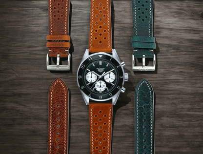 Genuine Full Grain Leather Badalassi Carlo Rally Watch Strap 20mm 22mm Dark Brown - Wrist Envy