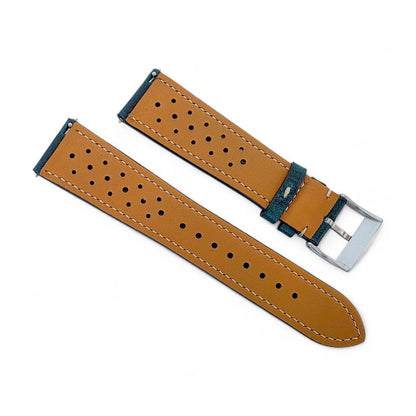 Genuine Full Grain Leather Badalassi Carlo Rally Watch Strap 20mm 22mm Dark Teal - Wrist Envy