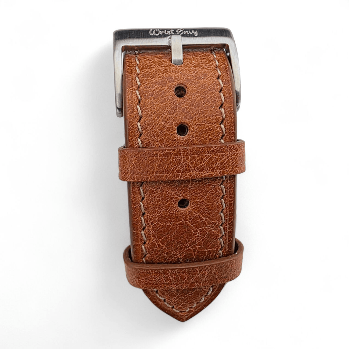 Genuine Full Grain Leather Tuscan Padded Watch Strap 20mm 22mm Conac Brown - Wrist Envy