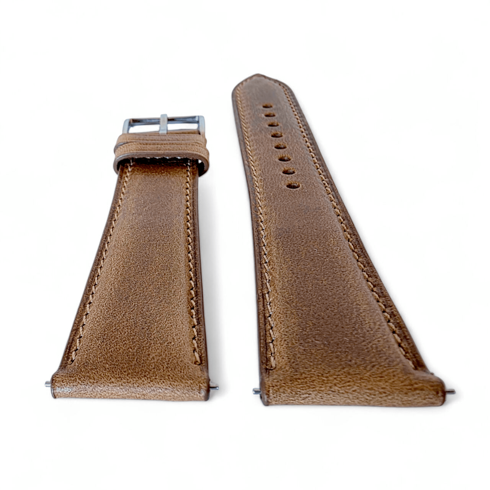 Genuine Horween Chromexcel Full Grain Leather Watch Strap 20mm 22mm Natural Brown - Wrist Envy