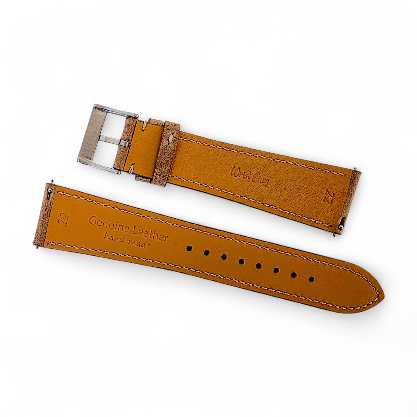 Genuine Horween Chromexcel Full Grain Leather Watch Strap 20mm 22mm Natural Brown - Wrist Envy