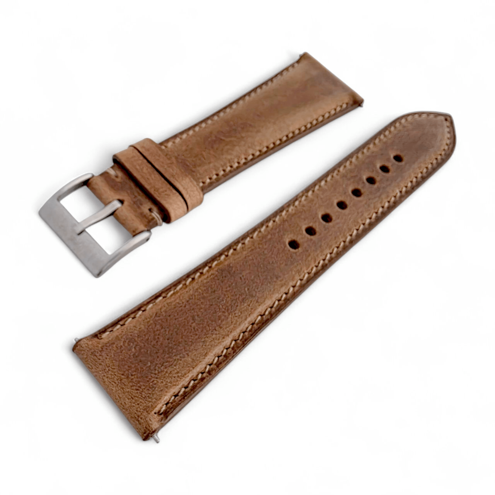 Genuine Horween Chromexcel Full Grain Leather Watch Strap 20mm 22mm Natural Brown - Wrist Envy