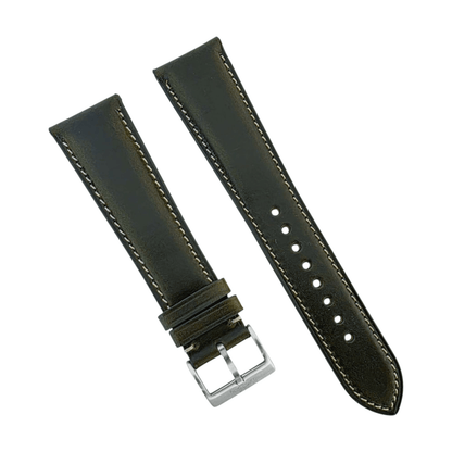 Genuine Horween Chromexcel Full Grain Leather Watch Strap 20mm 22mm Olive Green - Wrist Envy