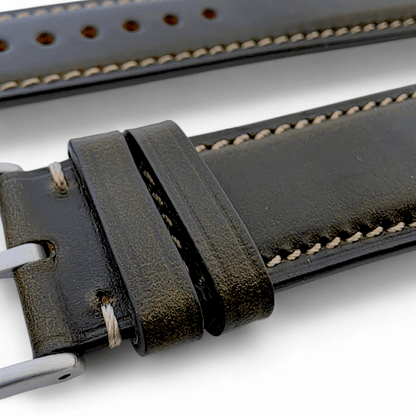 Genuine Horween Chromexcel Full Grain Leather Watch Strap 20mm 22mm Olive Green - Wrist Envy