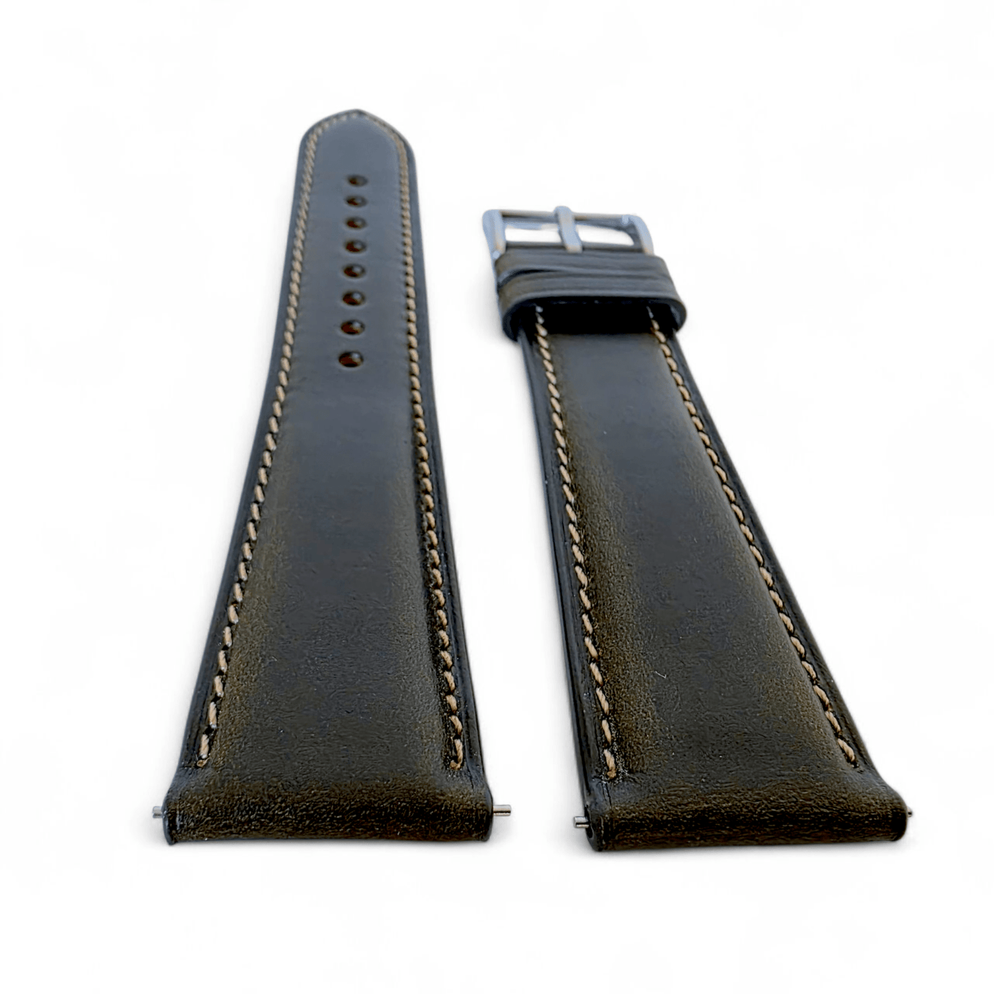 Genuine Horween Chromexcel Full Grain Leather Watch Strap 20mm 22mm Olive Green - Wrist Envy